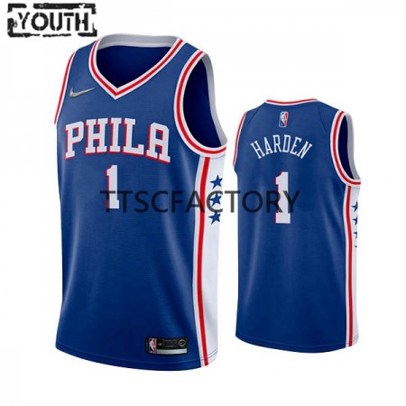 Kinder NBA Philadelphia 76ers Trikot James Harden 1 Nike 2022 Icon Edition Blau Swingman